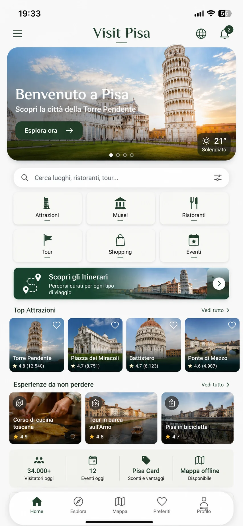 Interfaccia Visit City App